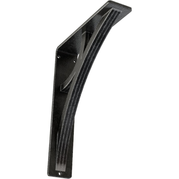 Ekena Millwork Galveston Wrought Iron Bracket, (Triple center brace), Antiqued Pewter 2"W x 7 1/2"D x 10"H BKTM02X07X10TGLAPW - main